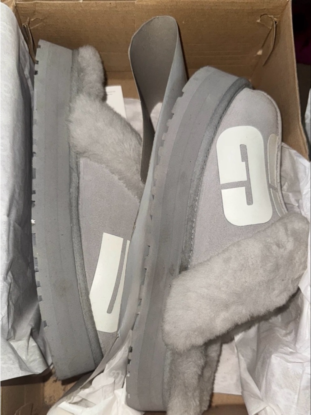 UGG Light Gray Disquette Platform Shoes
